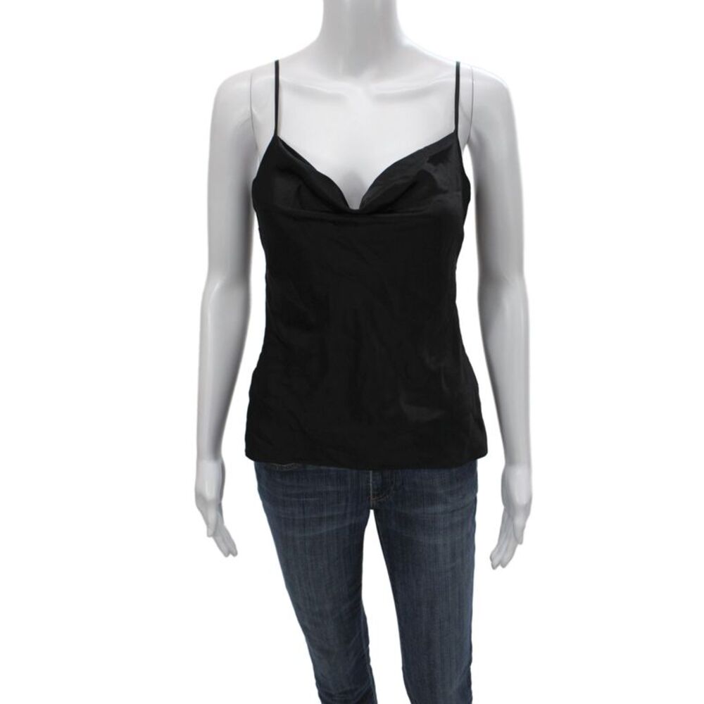 Veronica Beard Womens Black Silk Spaghetti Strap Mock Neck Camisole Size 00